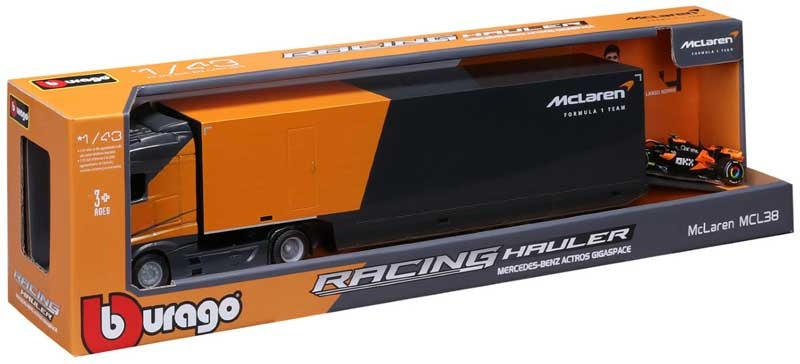 Bburago F1 McLaren Racing Transporter with MCL38 2024 Norris