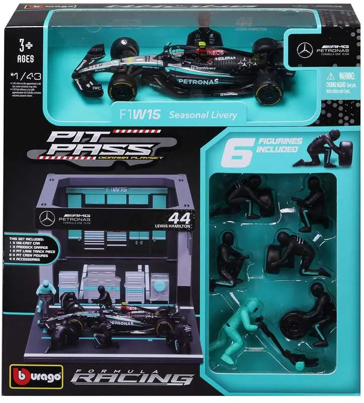 Bburago F1 Mercedes AMG W15 & Pit Pass Diorama - Hamilton