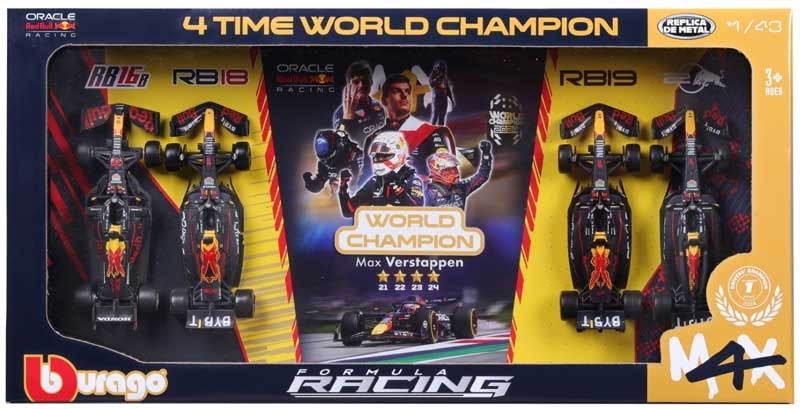Bburago F1 Red Bull Racing Max Verstappen 4x Champion 4 Pack