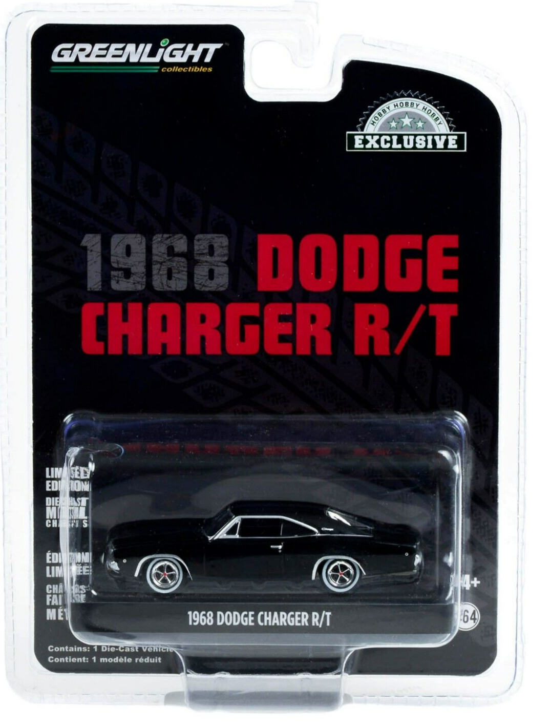 1968 Dodge Charger R/T Black 1:64 Scale Model