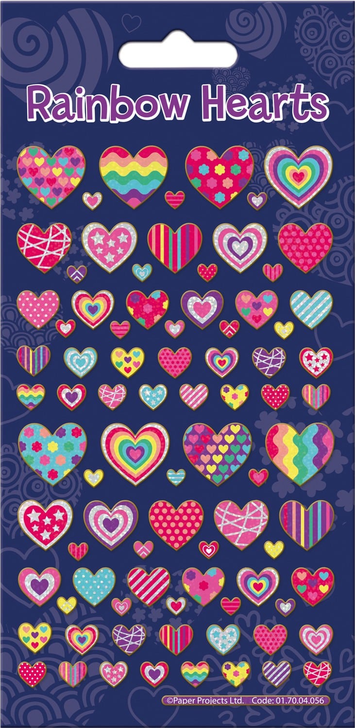 Rainbow Hearts Sparkle Stickers