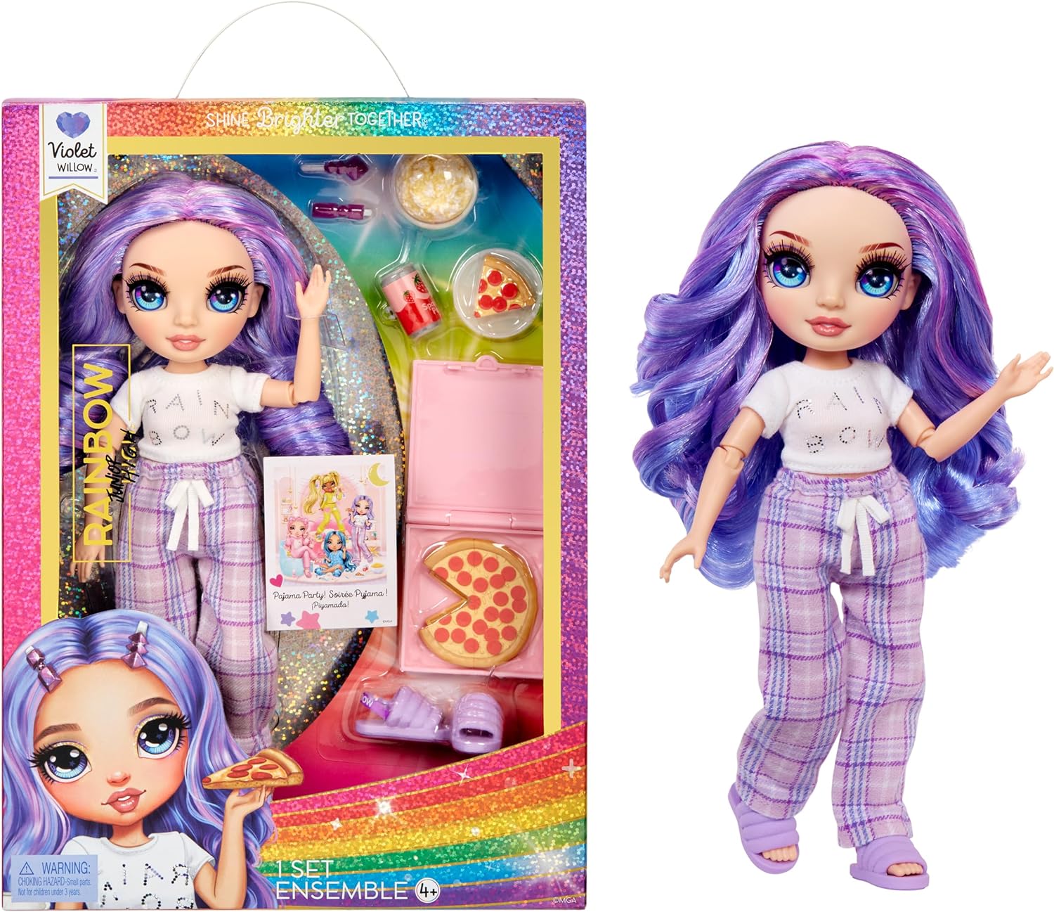 Rainbow High Junior High PJ Party Violet Willow Fashion Doll Set