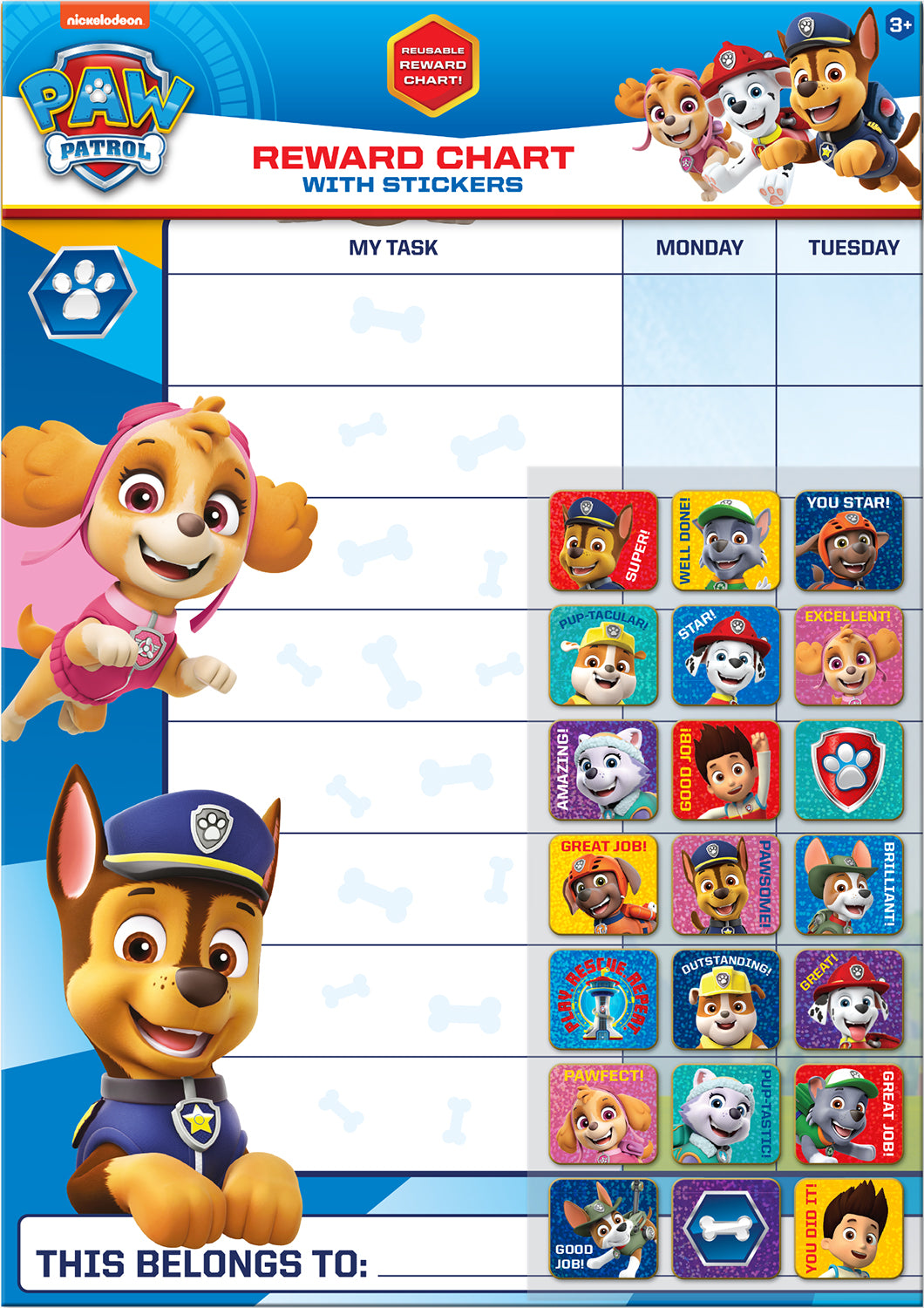 Paw Patrol Reward Chart & Stickers