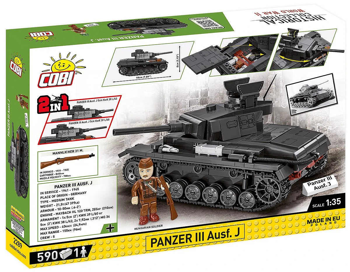 Cobi 2289 Panzer III Ausf.J 1:35 Scale 590 Piece