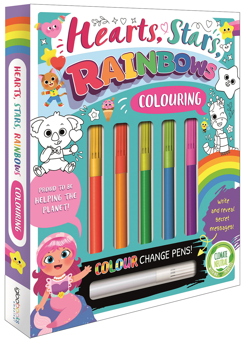 Hearts Stars Rainbow Colouring with Pencils