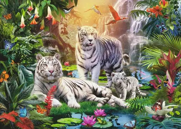 White Tiger Family 1000 Piece Jigsaw Puzzle