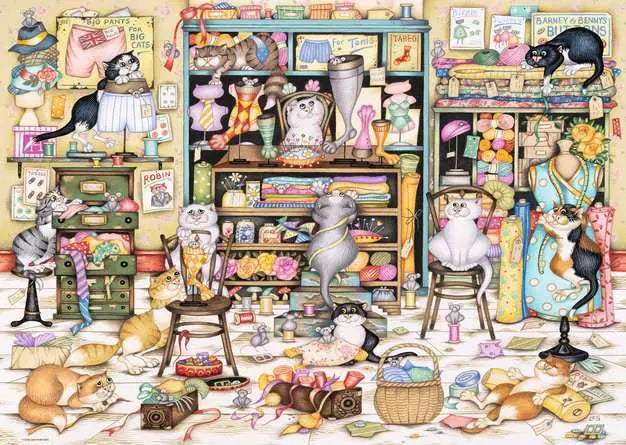 Crazy Cats: Haberdshery 1000 Piece Jigsaw Puzzle