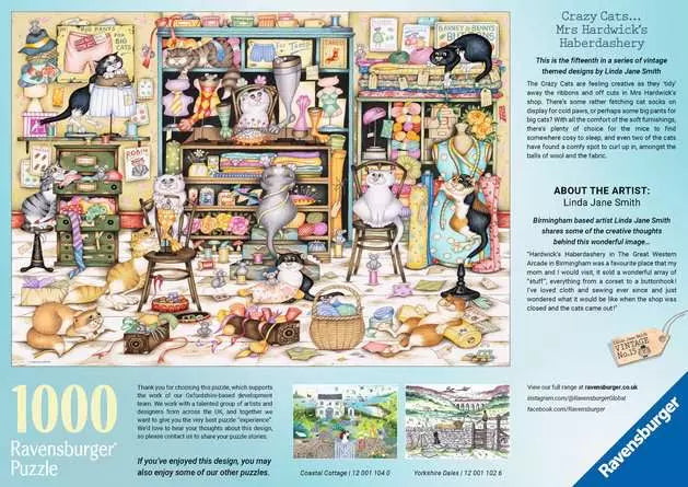 Crazy Cats: Haberdshery 1000 Piece Jigsaw Puzzle