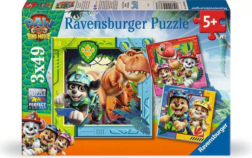 Paw Patrol 3 Dino Movie 3x49 Piece Jigsaw Puzzles