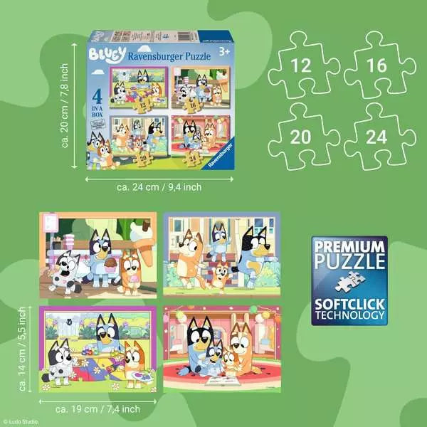 Bluey 4 in a box 12/16/20/24 Piece Jigsaw Puzzles