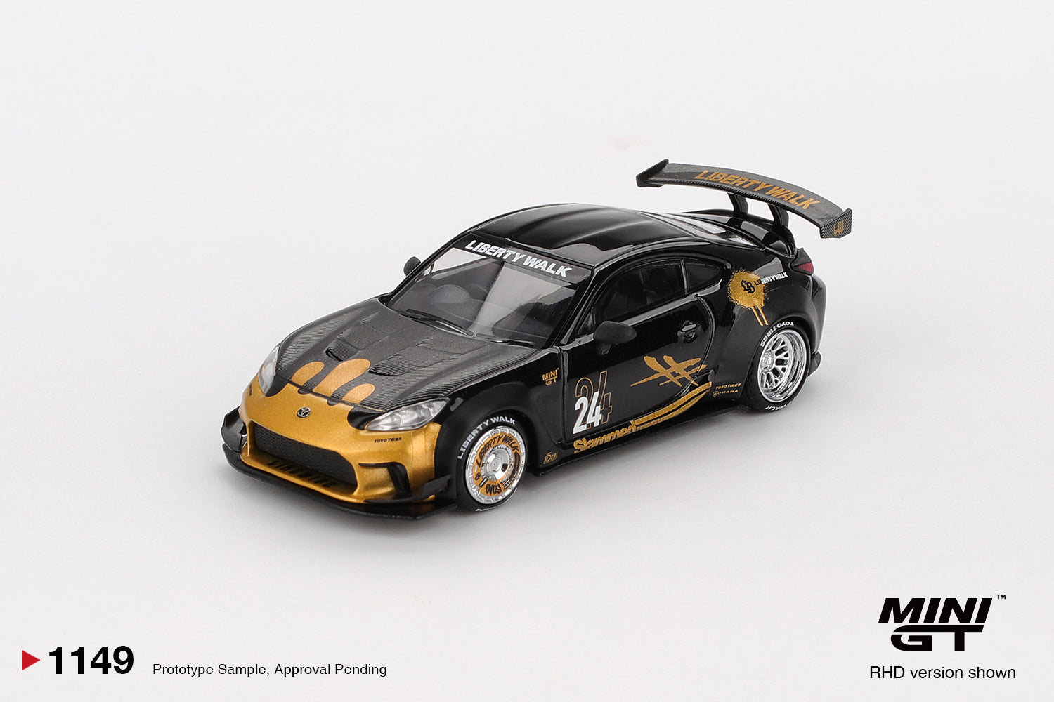 Mini GT Toyota GR86 LB★Nation Black / Gold 1:64 Scale