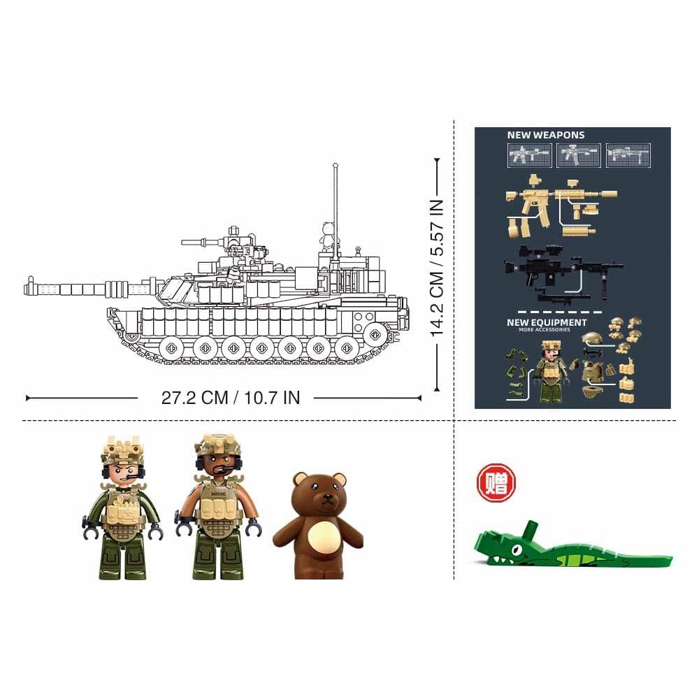 Sluban M1A2 Tusk Main Battle Tank 988 Piece Set