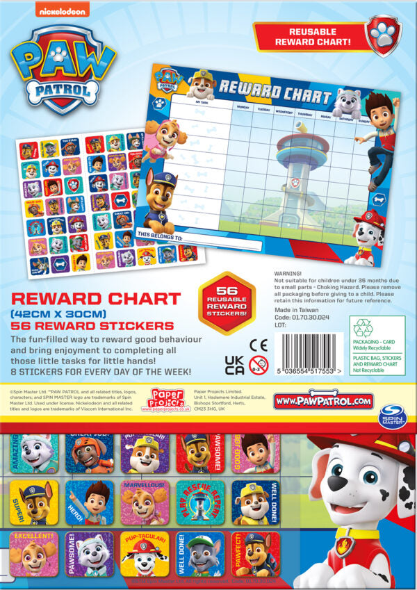 Paw Patrol Reward Chart & Stickers