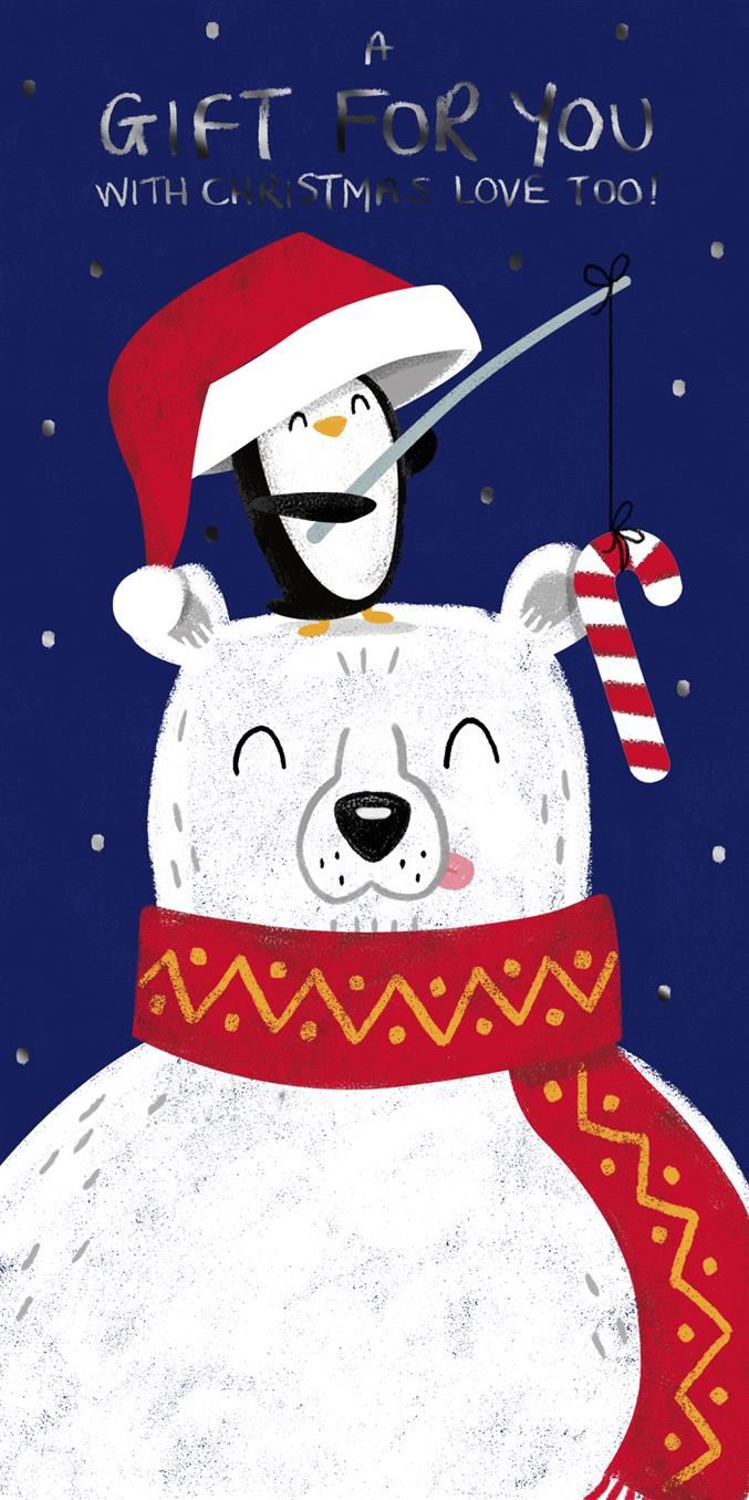 Hallmark Christmas Polar Friends Money Wallet Card