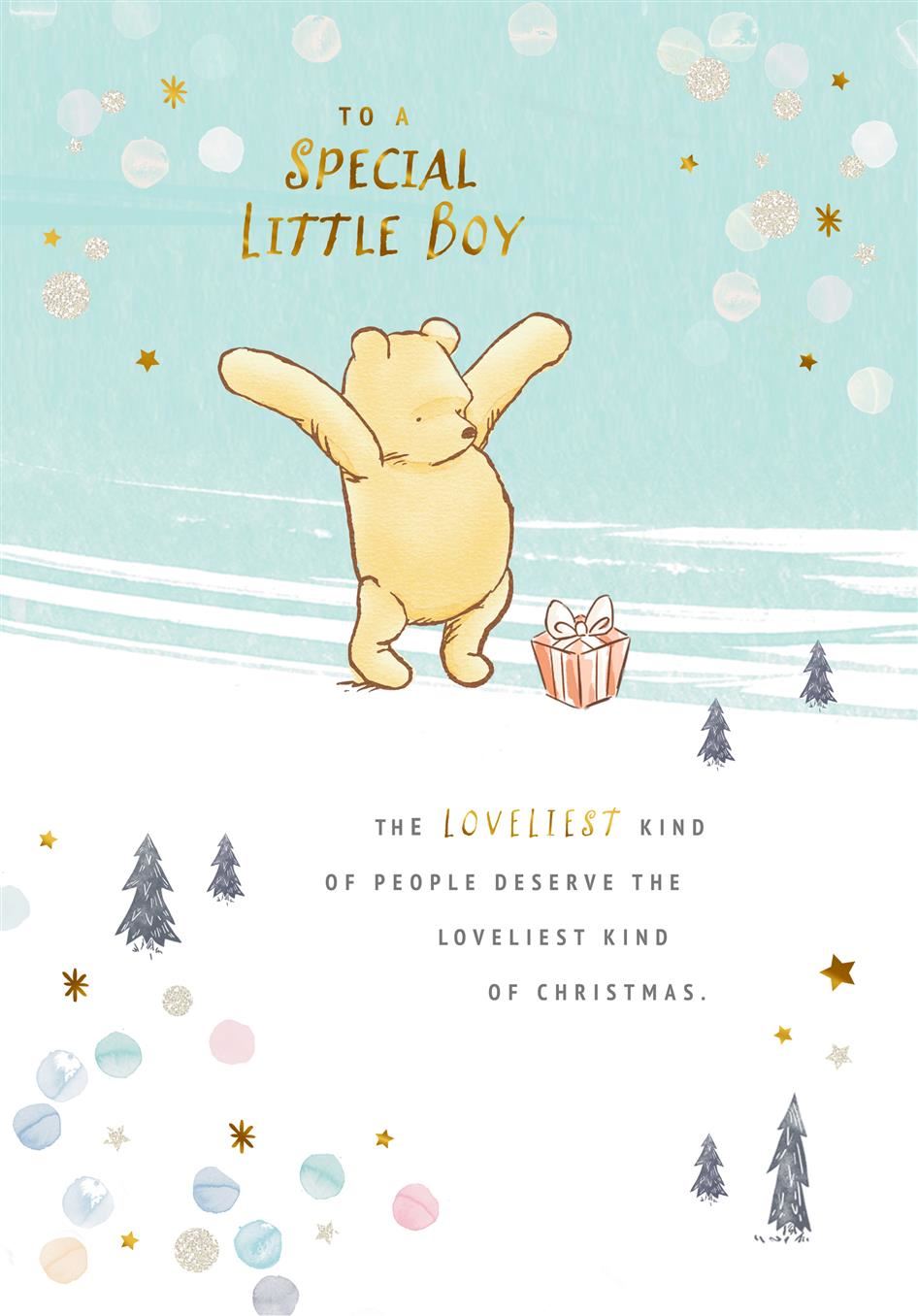 Hallmark Disney Winnie The Pooh "To a Special Little Boy" Christmas Card