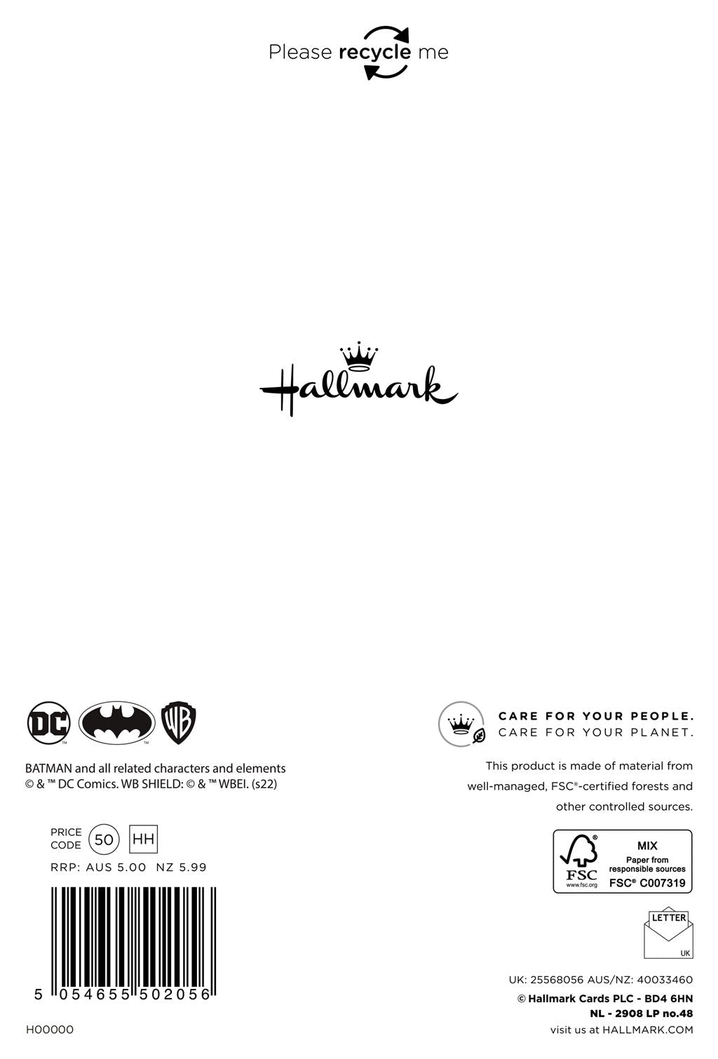 Hallmark Batman 4th Birthday Card