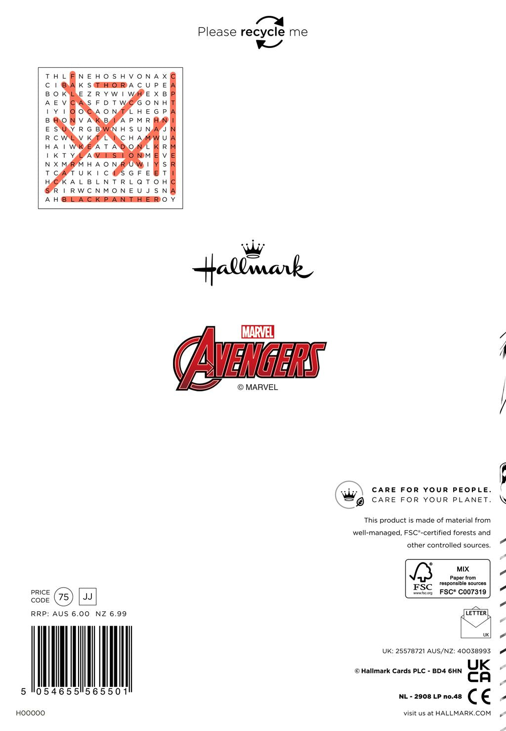 Hallmark Marvel Avengers Cousin Birthday Card