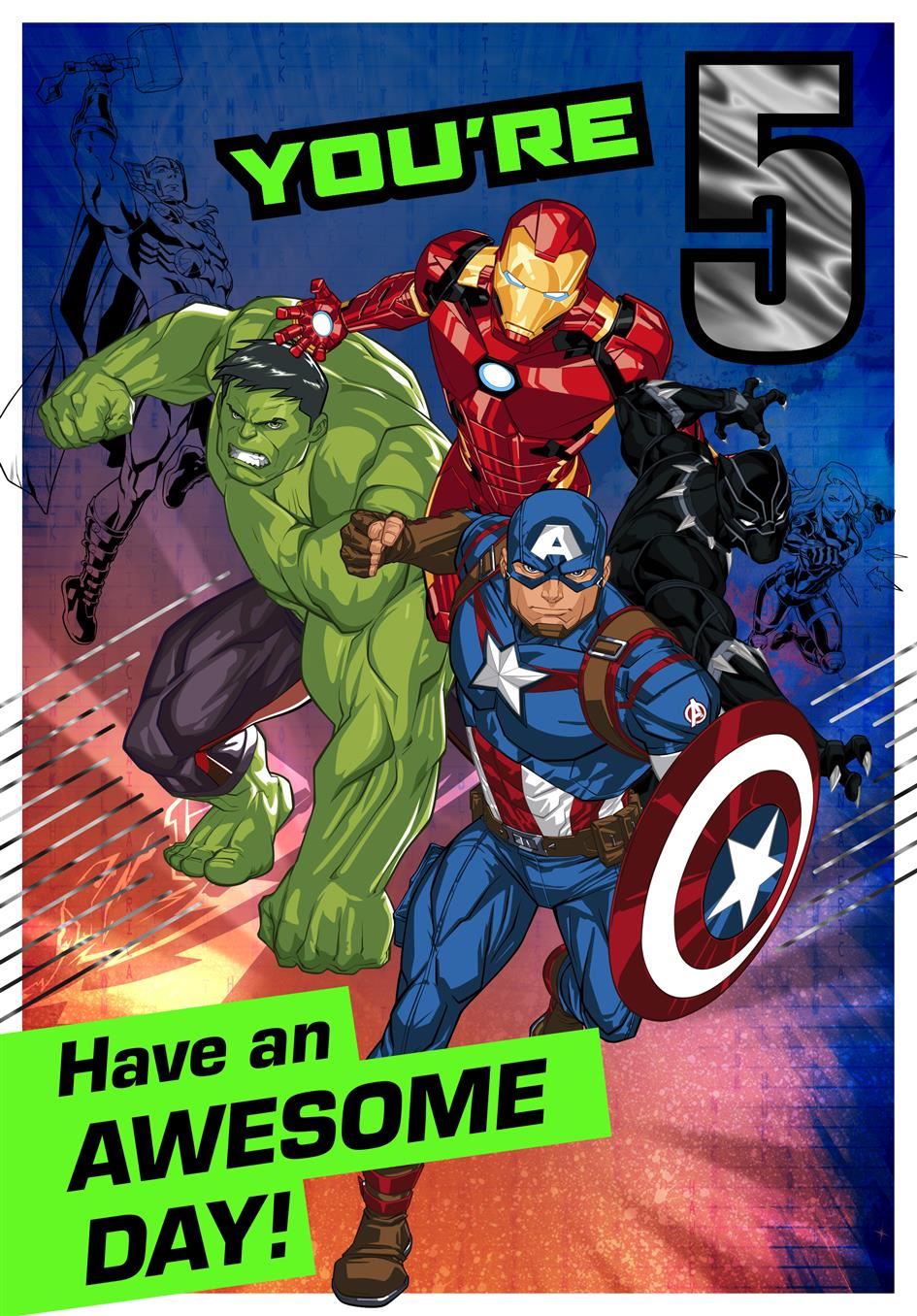 Hallmark Marvel Avengers 5th Birthday Card