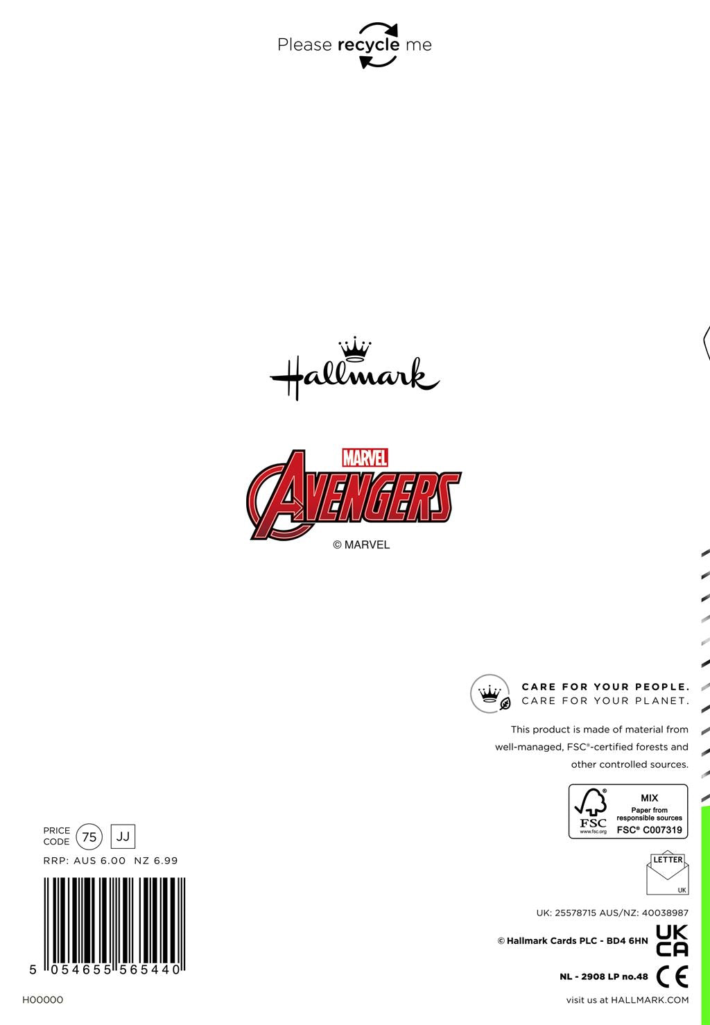 Hallmark Marvel Avengers 5th Birthday Card
