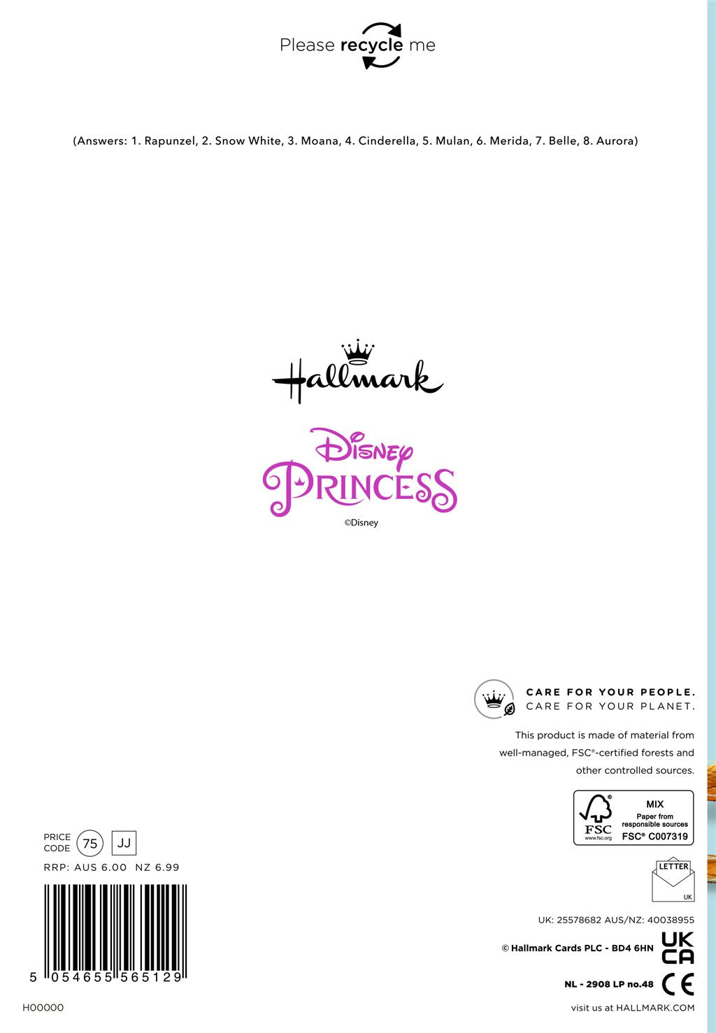 Hallmark Disney Princess Niece Birthday Card