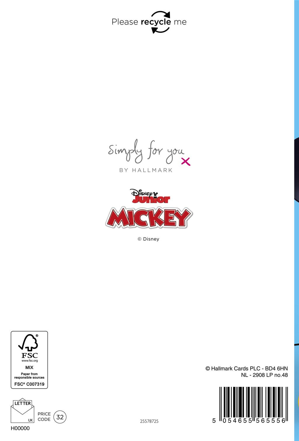 Hallmark Disney Jr Mickey Mouse Birthday Card