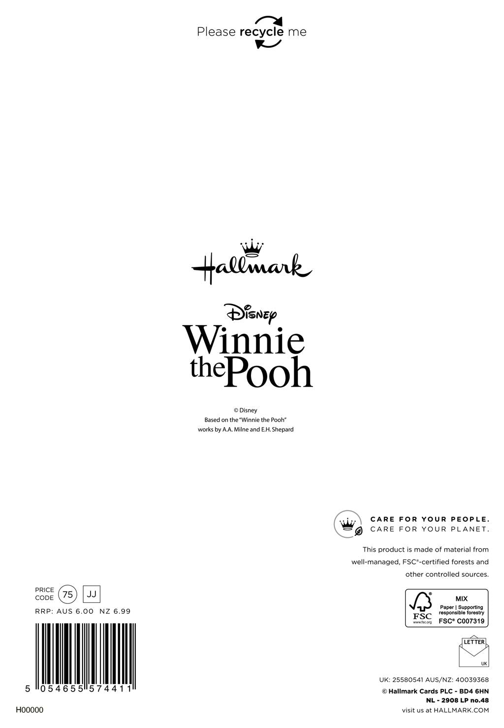 Hallmark Winnie The Pooh Daughter Birthday Card