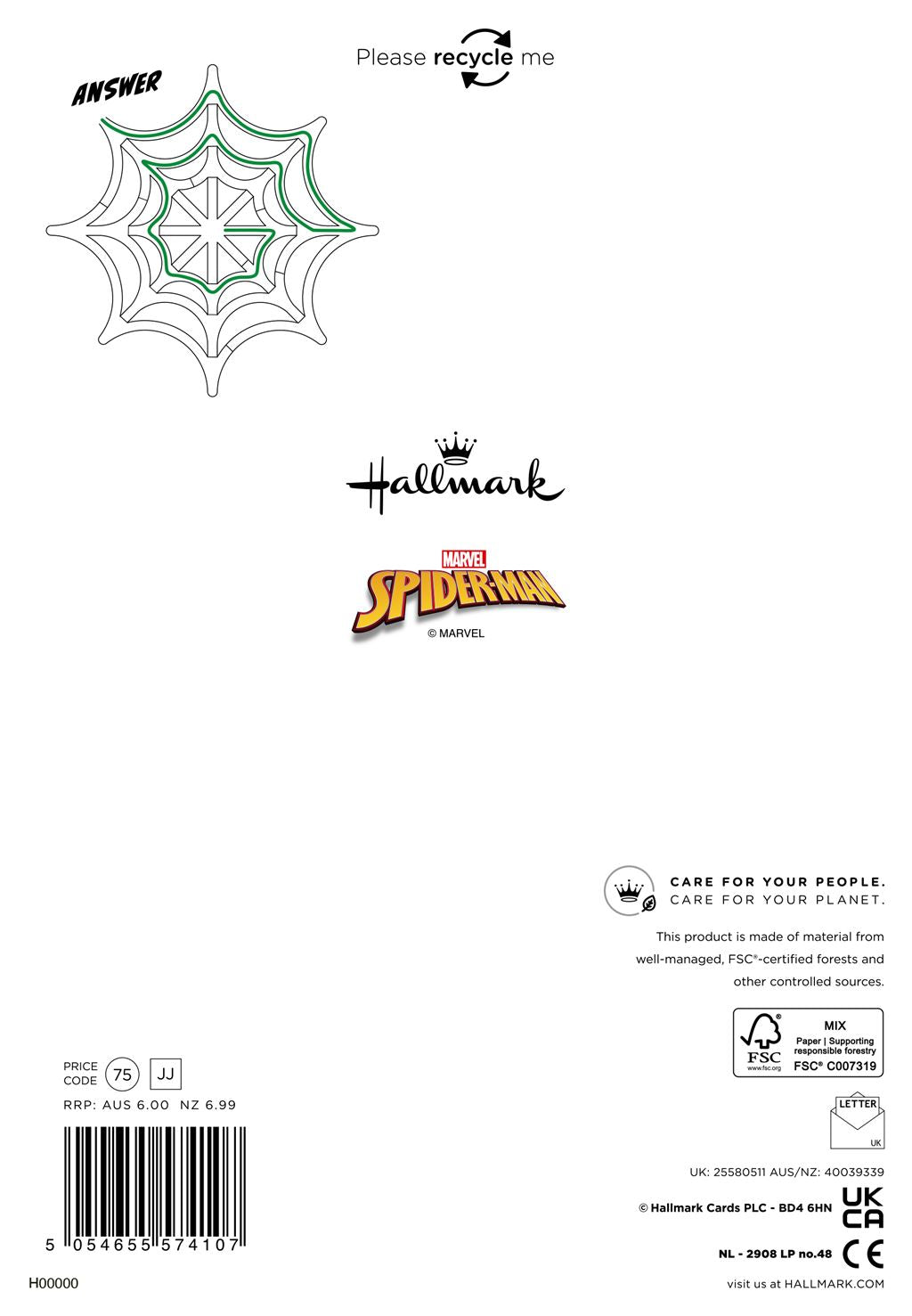Hallmark Marvel Spider-Man 4th Birthday Card