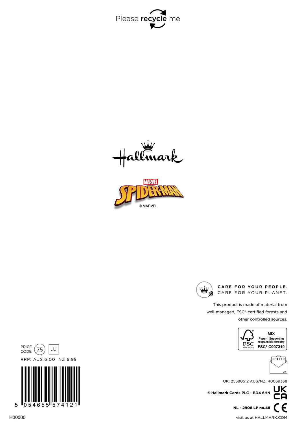 Hallmark Marvel Spider-Man 3rd Birthday Card