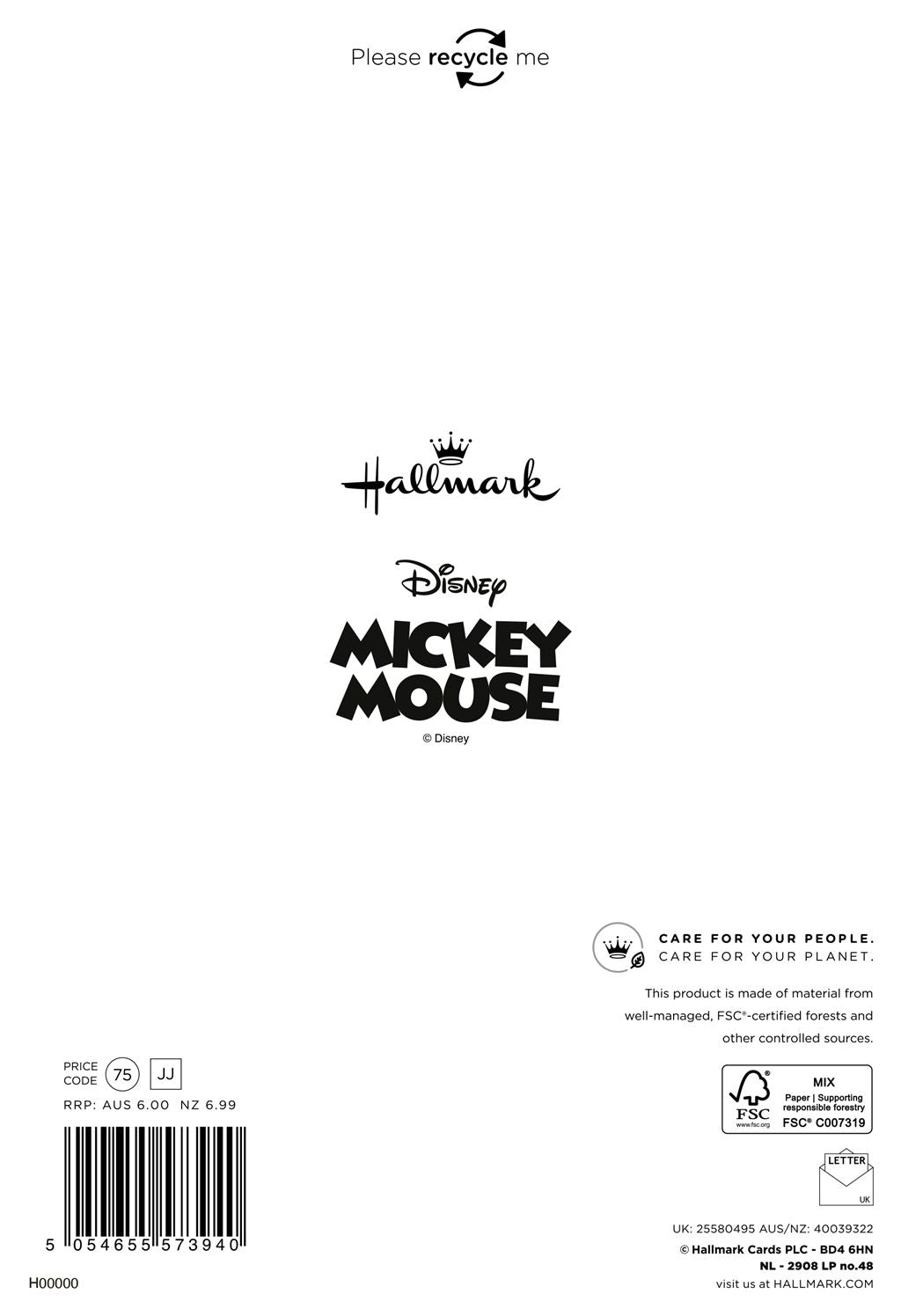 Hallmark Mickey Mouse 1st Birthday Card