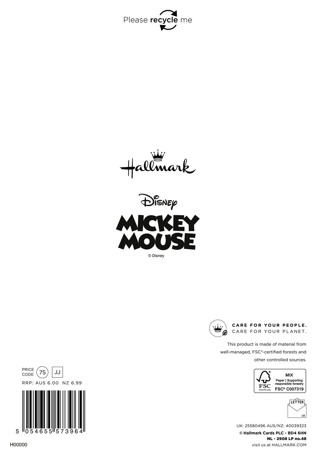 Hallmark Mickey Mouse 2nd Birthday Card