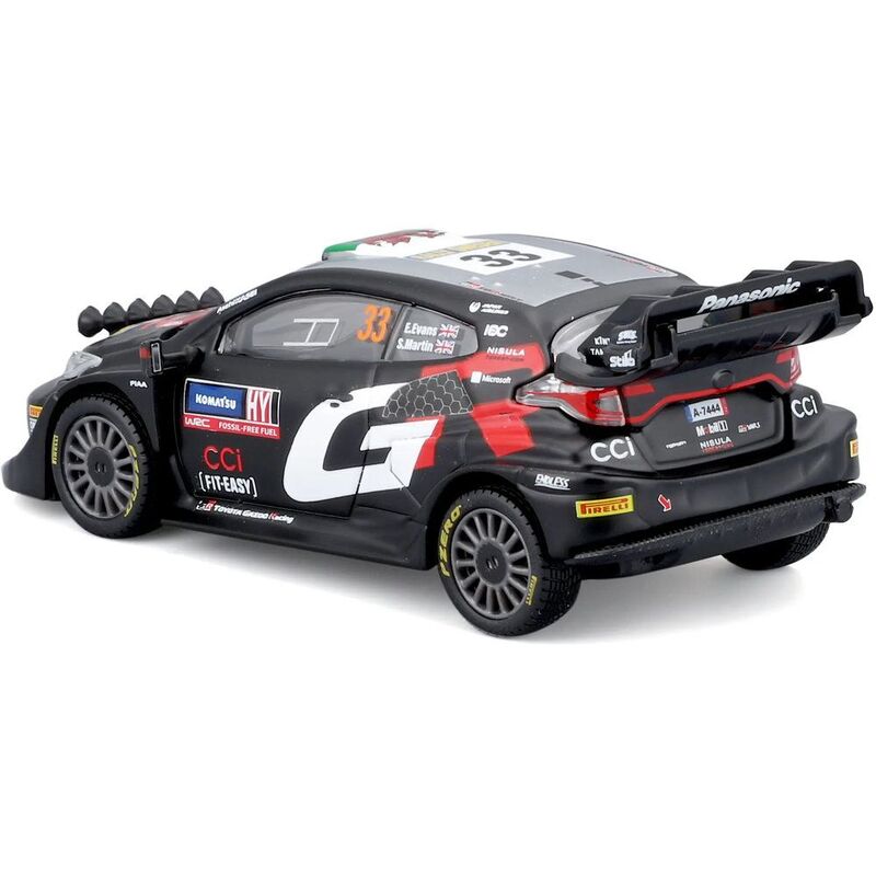 Bburago - Toyota GR Yaris Rally 1 Hybrid #33 Evans avec vitrine d'exposition à l'échelle 1:43, Voiture de Rallye Diecast, réplique détaillée, Licence Officielle Toyota, 14 Bburago - Toyota GR Yaris Rally 1 Hybrid #33 Evans avec vitrine d'exposition à l'échelle 1:43, Voiture de Rallye Diecast, réplique détaillée, Licence Officielle Toyota, 14