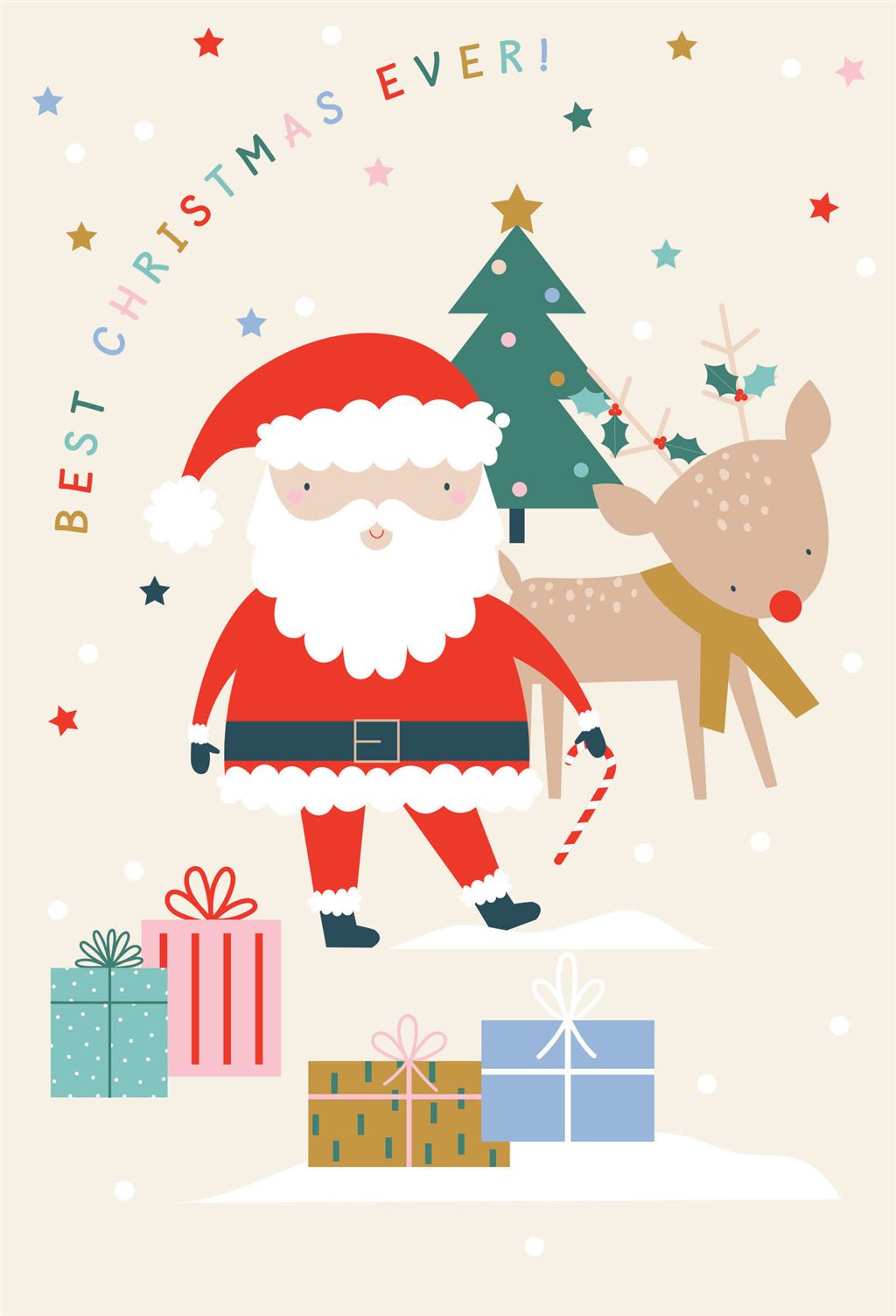 Hallmark Santa & Rudolph Christmas Card