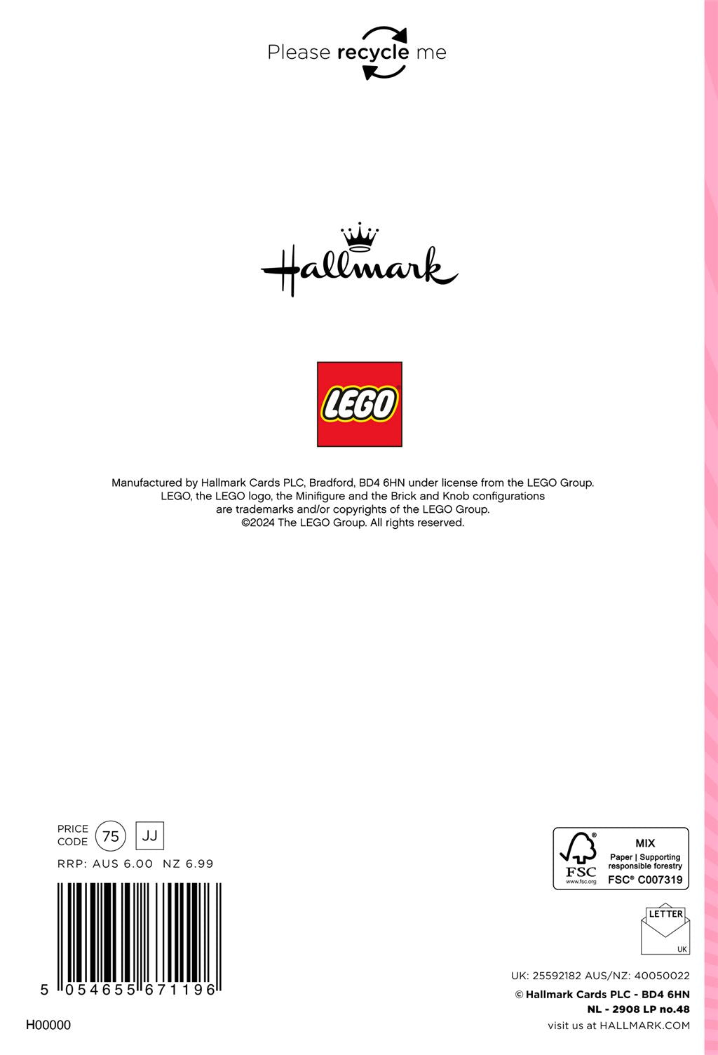 Hallmark Lego Granddaughter Birthday Card