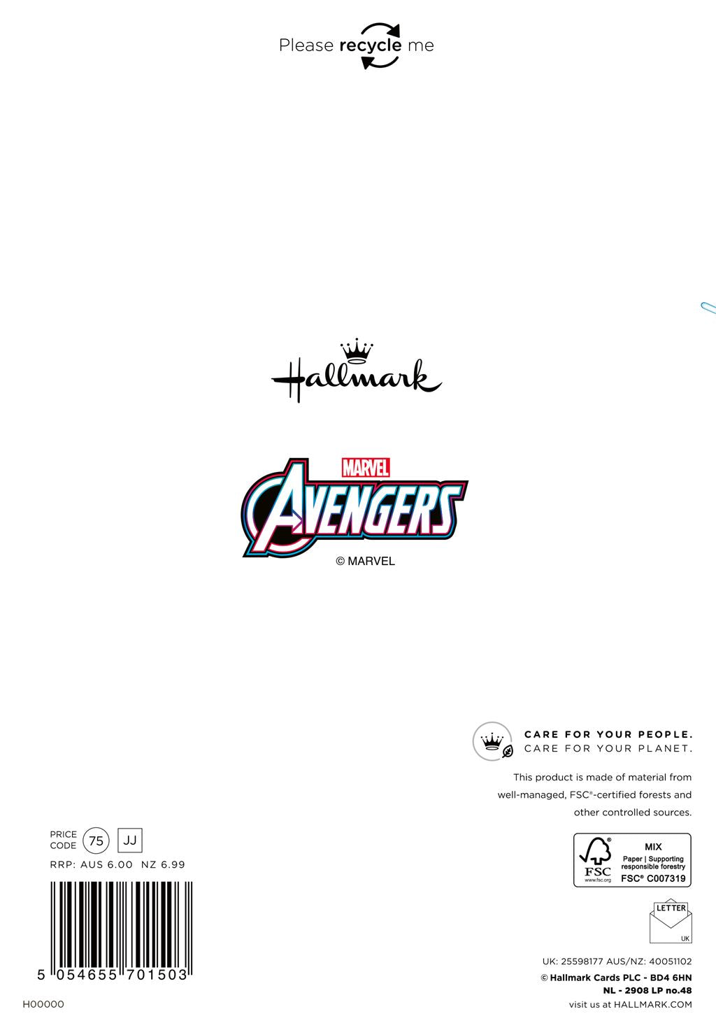 Hallmark Marvel Avengers Son Christmas Card