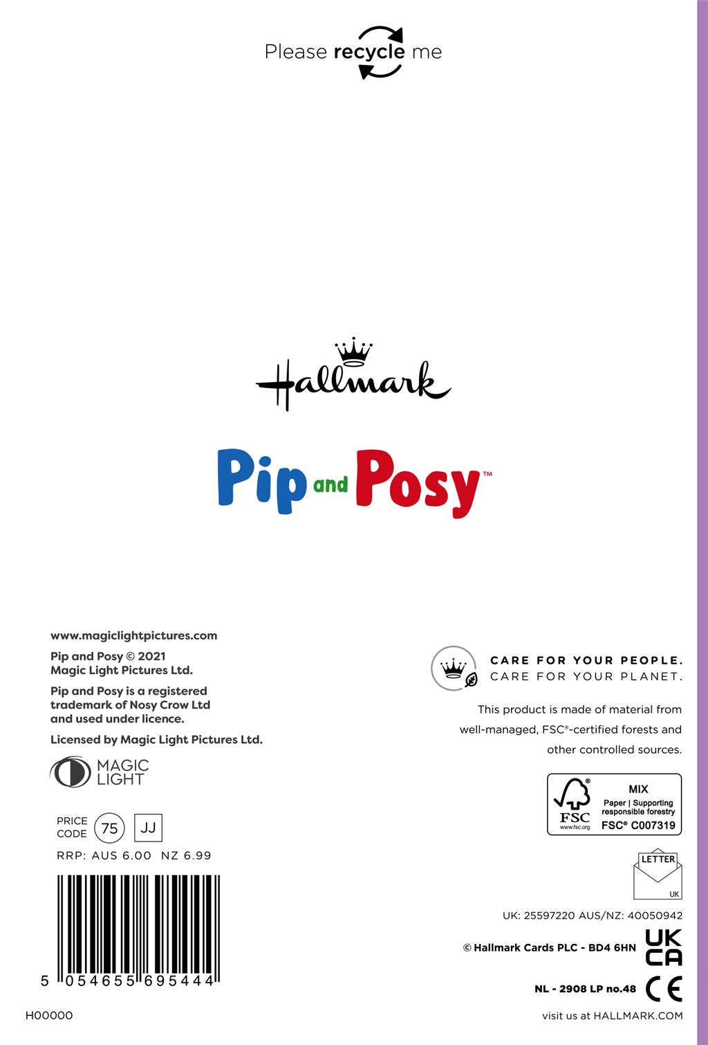 Hallmark Pip and Posy 3rd Birthday Card