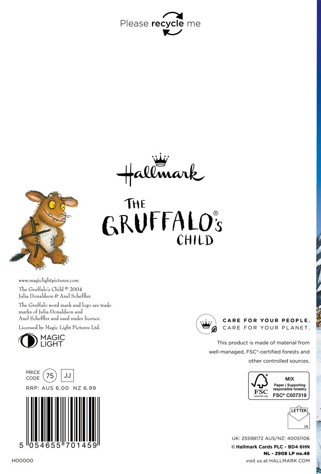 Hallmark The Gruffalo Granddaughter Christmas Card