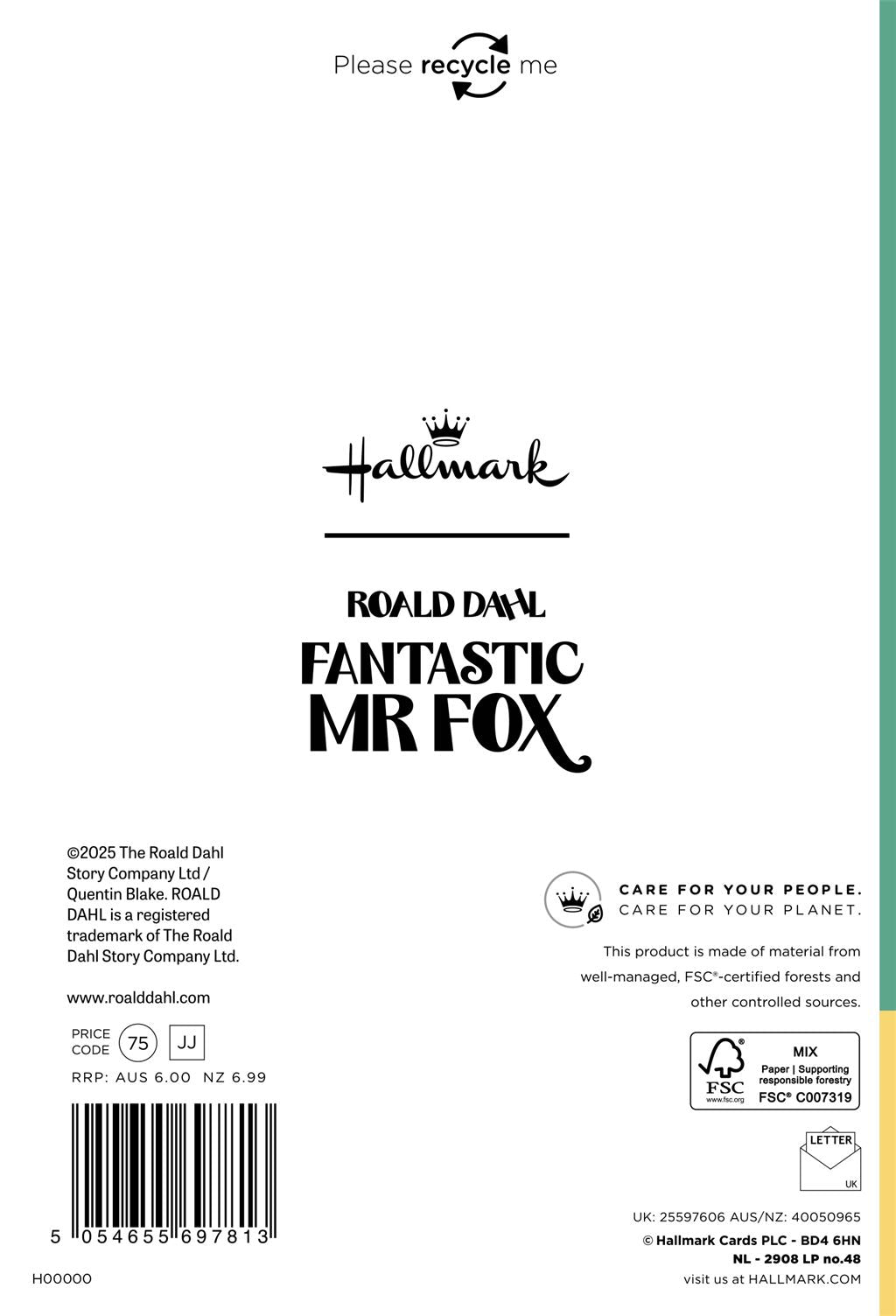 Hallmark Roald Dahl Fantastic Mr Fox Brother Birthday Card