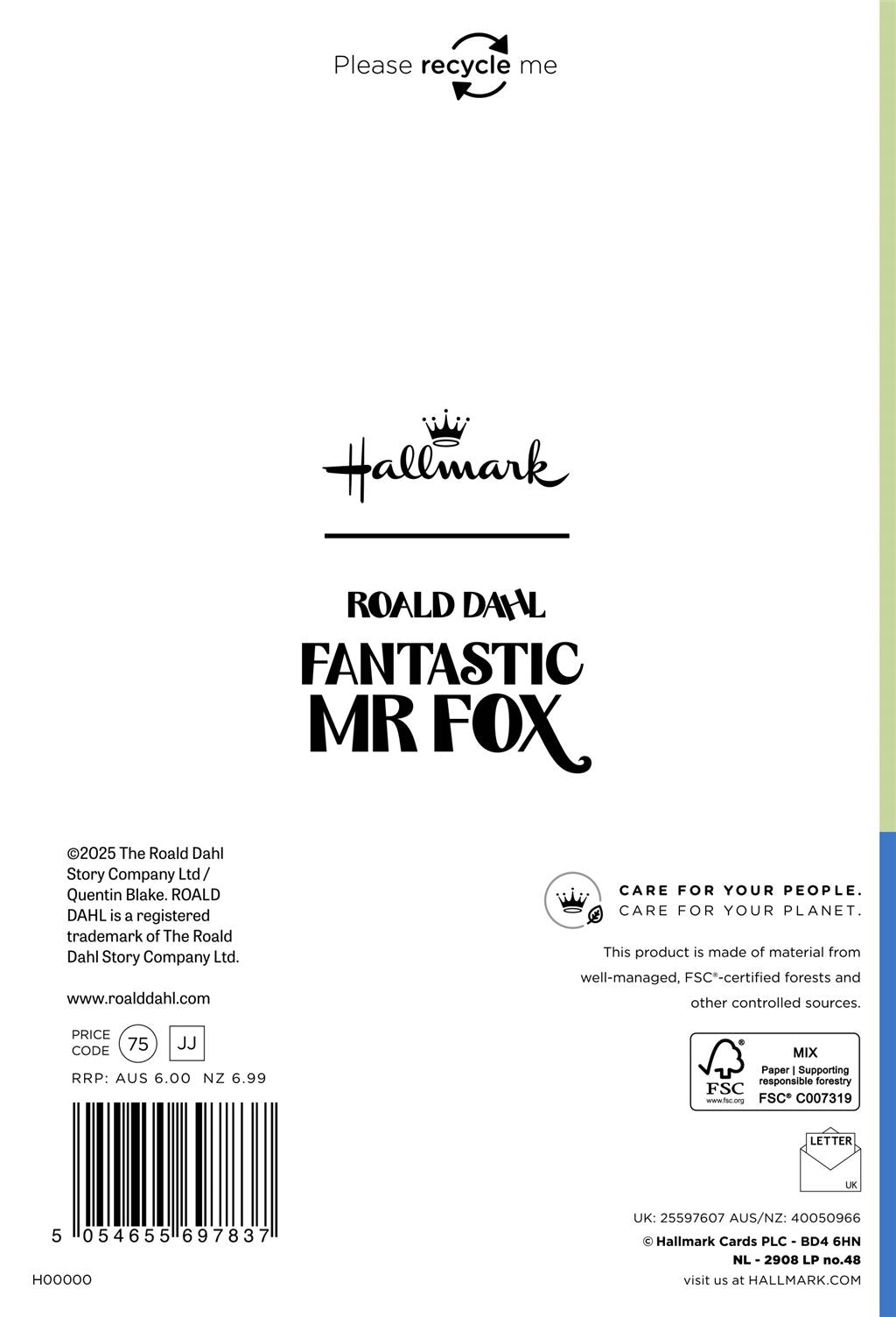 Hallmark Roald Dahls Fantastic Mr Fox Birthday Card