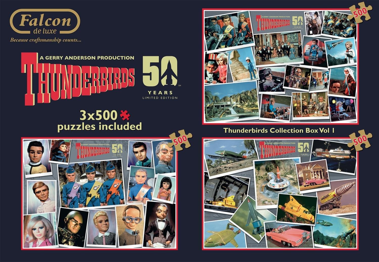 Thunderbirds 3 x 500 Piece Jigsaw Puzzle Set 50 Years Limited Edition