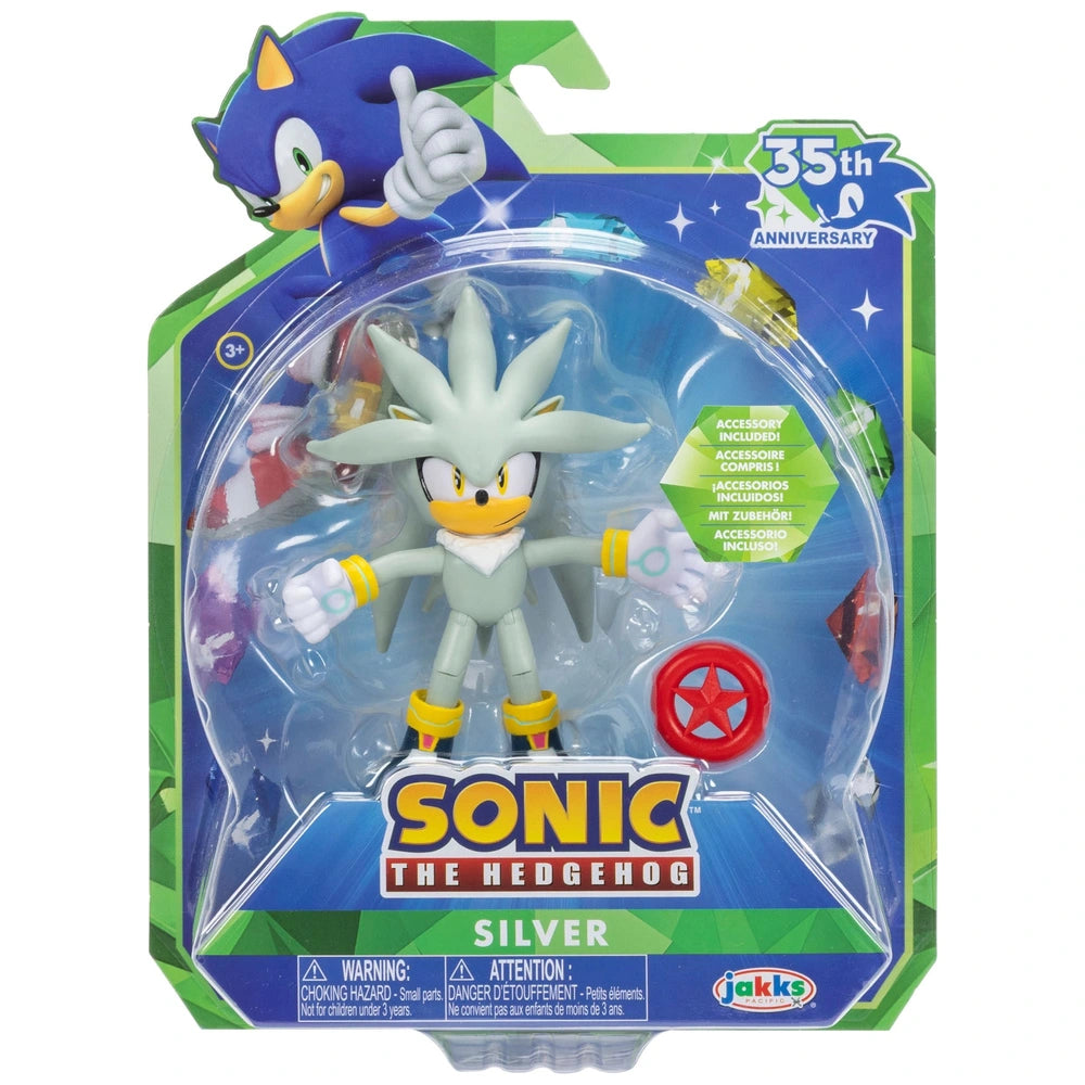 Sonic the Hedgehog Silver with Red Star Action Figure 35th Anniversary