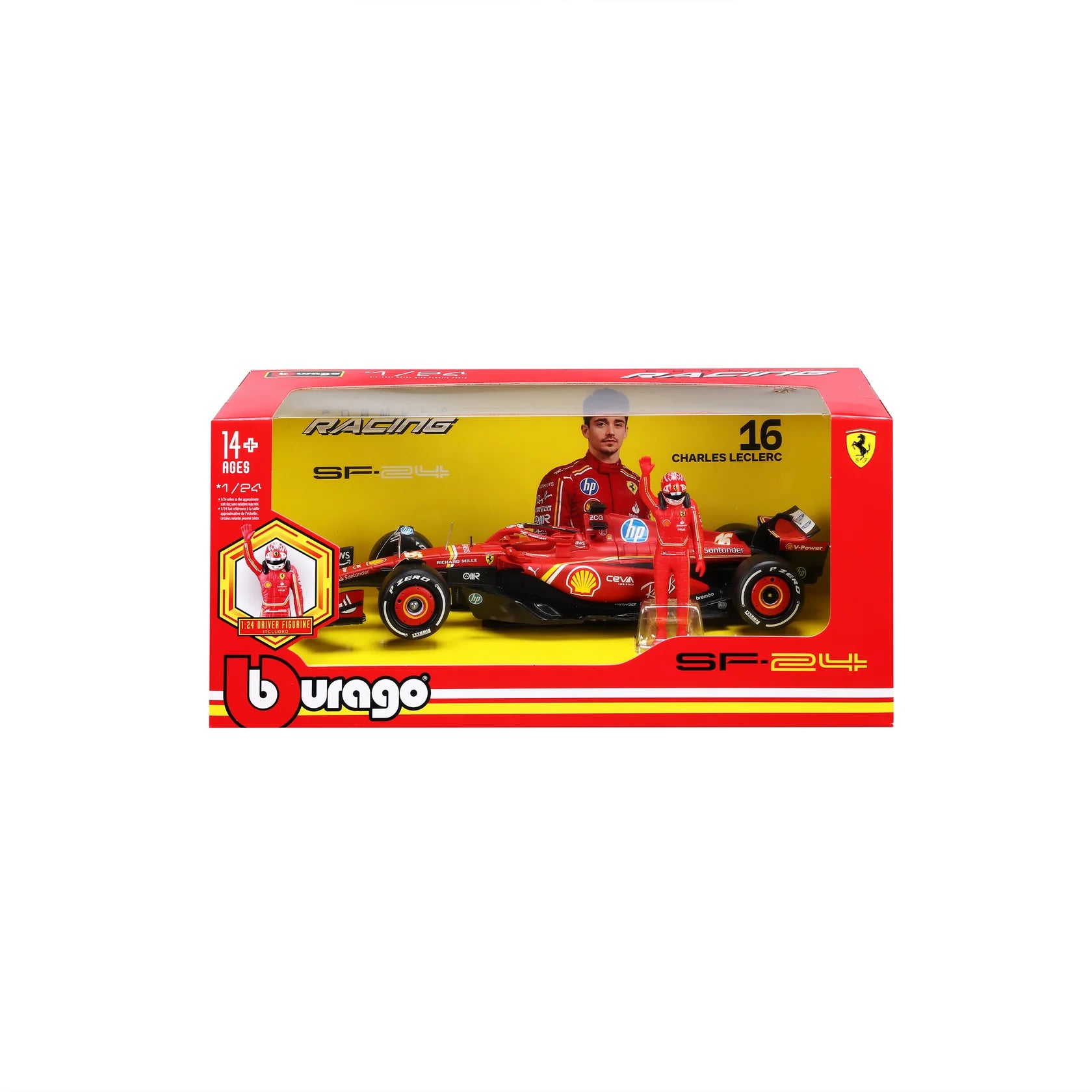 Bburago 1:24 F1 Ferrari Sf-24 2024 With Driver Figure Leclerc
