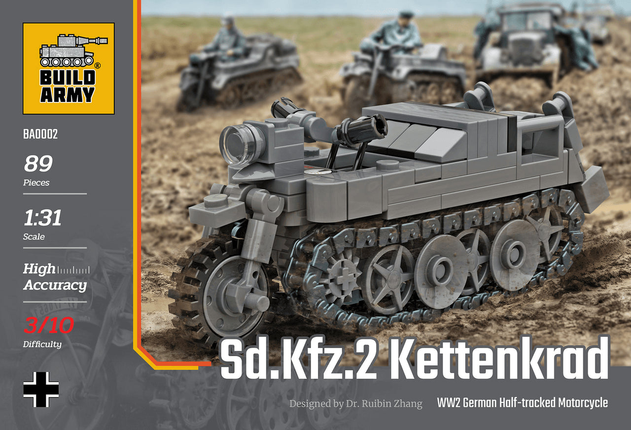Build Army German Half Track Motorcycle 89 pieces