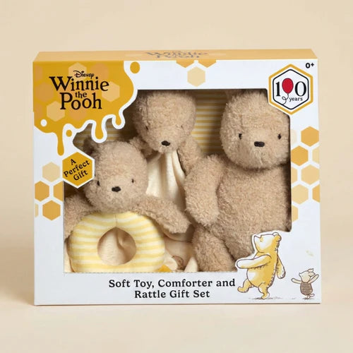 Winnie The Pooh 100 Year Anniversary Comforter and Rattle Ring
