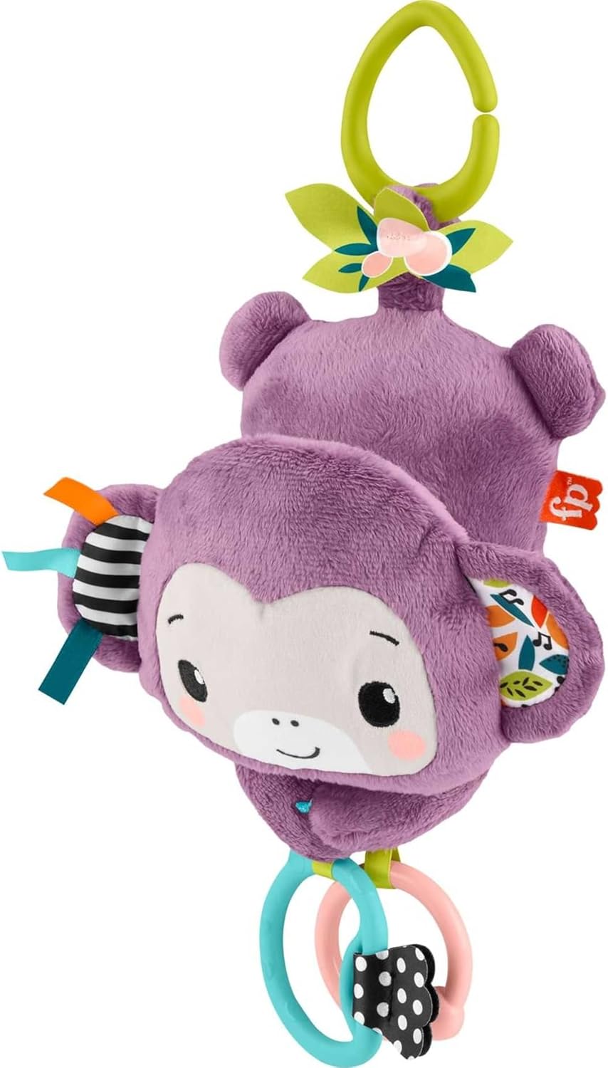 Fisher-Price Sing & Go Purple Monkey Plush Baby Stroller Sensory Toy