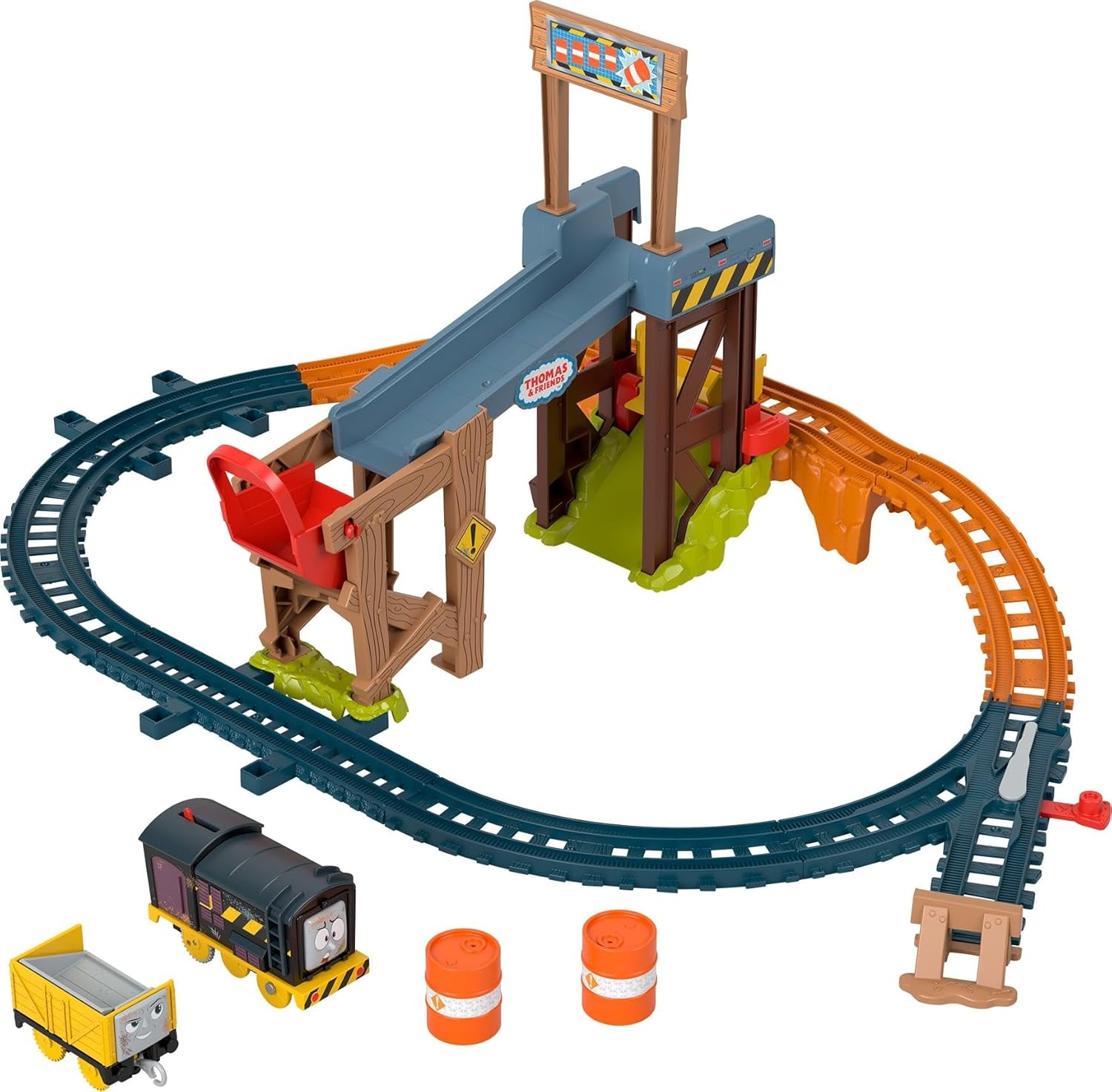 Thomas & Friends Diesel's Lift & Load Construction Set, Motorized Toy Train With Track & Cargo