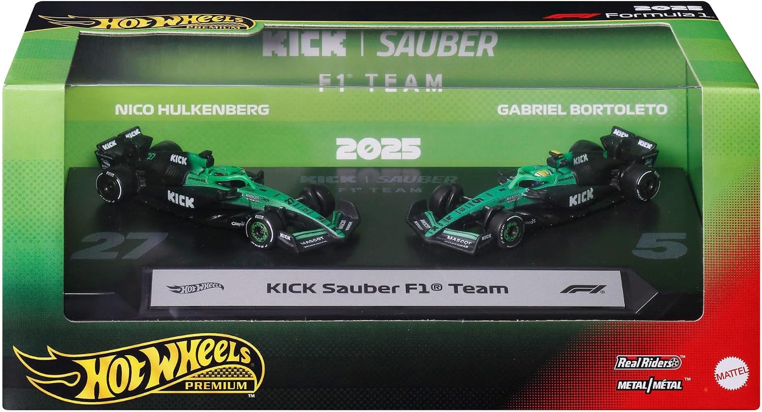 Hot Wheels Premium KICK Sauber F1 Team 2025 1:64 Scale Die Cast Set