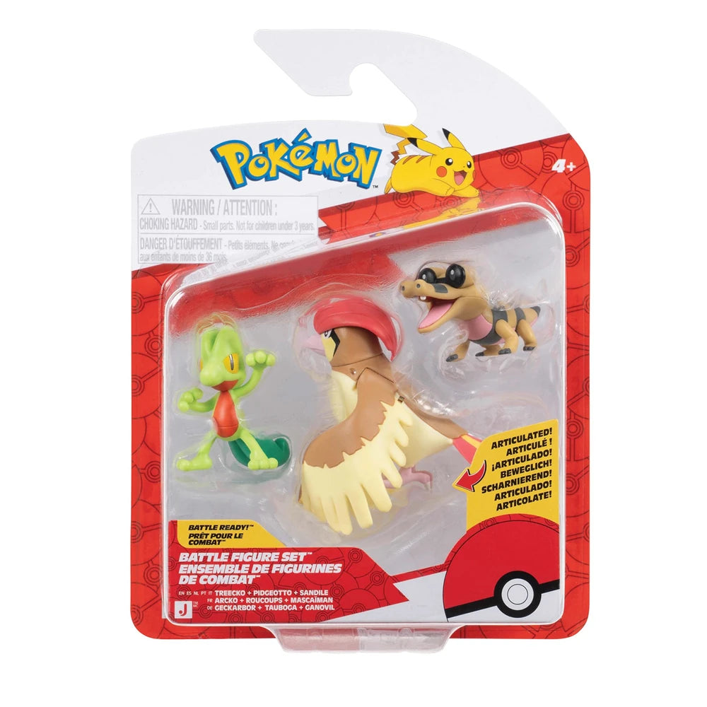 Pokemon Battle Figure Set Treecko, Pidgeotto & Sandile