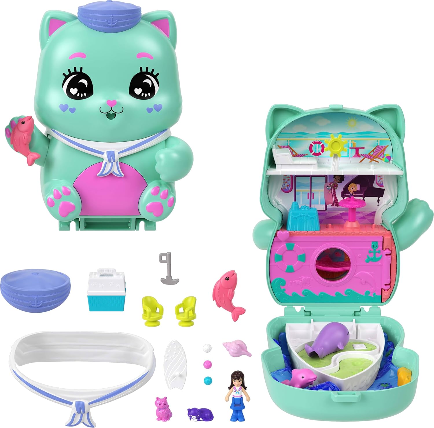 Polly Pocket Set Sail Kitty Compact Playset