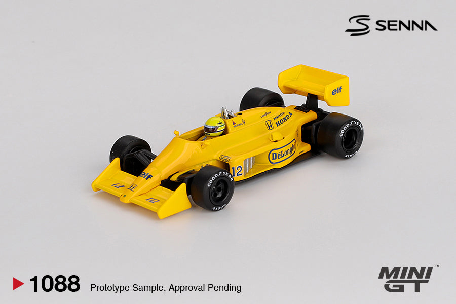 Mini GT Lotus 99T #12 Ayrton Senna 1987 Monaco Grand Prix Winner 1:64 Scale