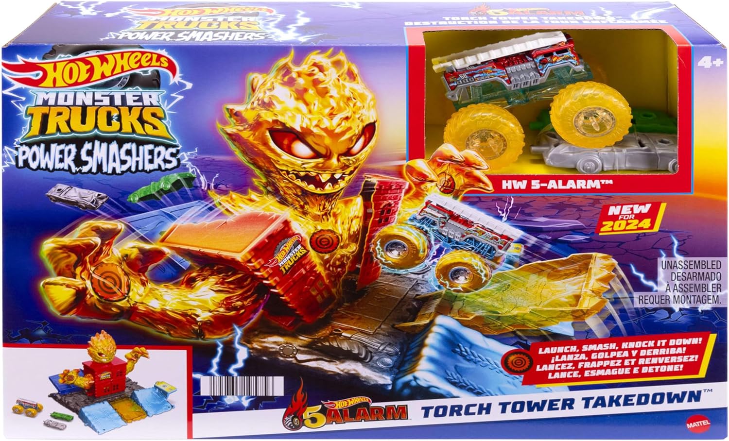 Hot Wheels Monster Trucks Power Smashers 5-Alarm Torch Tower Takedown